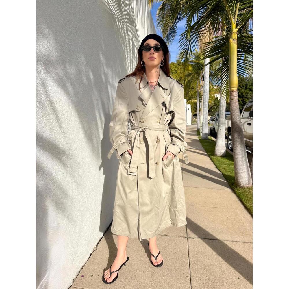 Vintage Mens Oversized Trench | Tan Long Coat | Size 40R